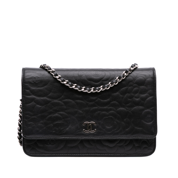 Pre-Loved Chanel Camellia Embossed Lambskin Wallet On Chain - Picture 1 of 10